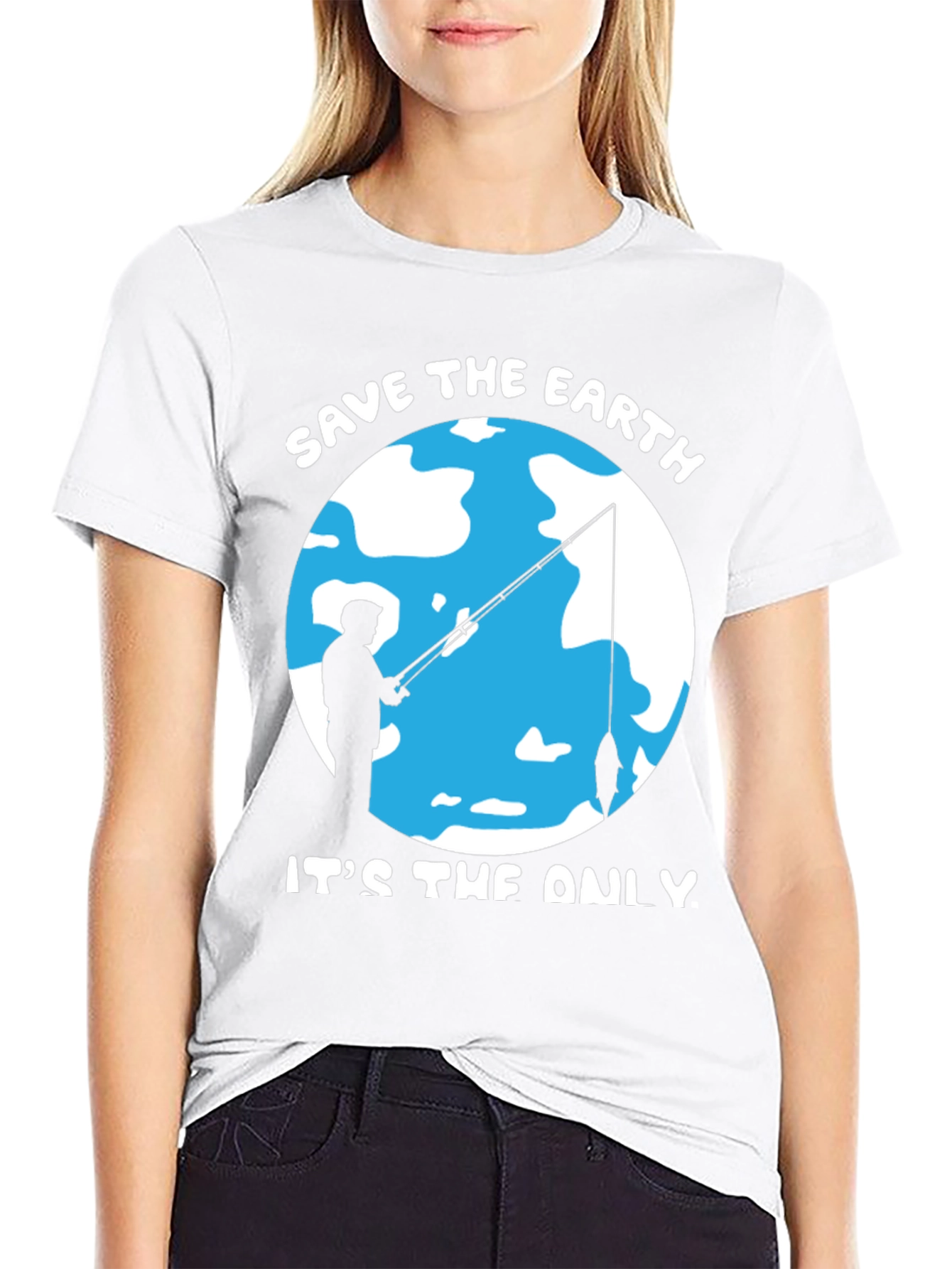 Save the Earth Graphic Tee Fishing Design
