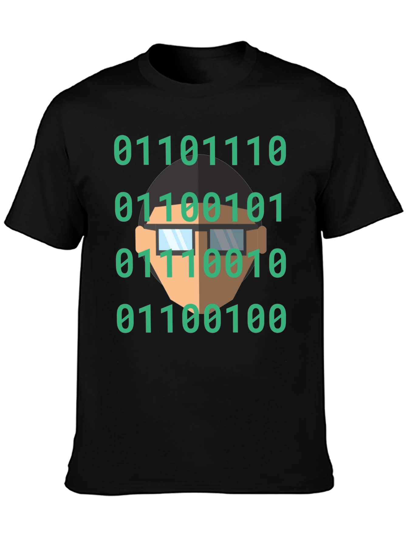 Binary Code Geek T-Shirt - Black Cotton Programmer Tee