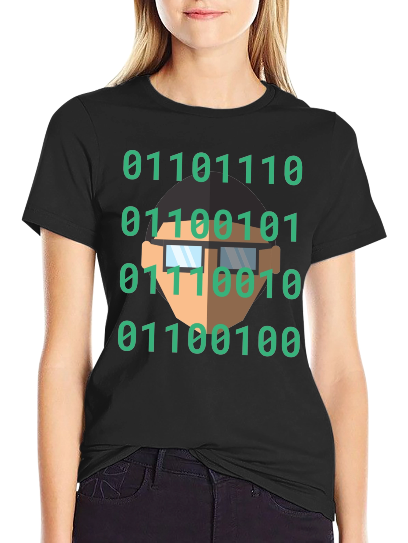Binary Code Geek T-Shirt - Black Cotton Programmer Tee