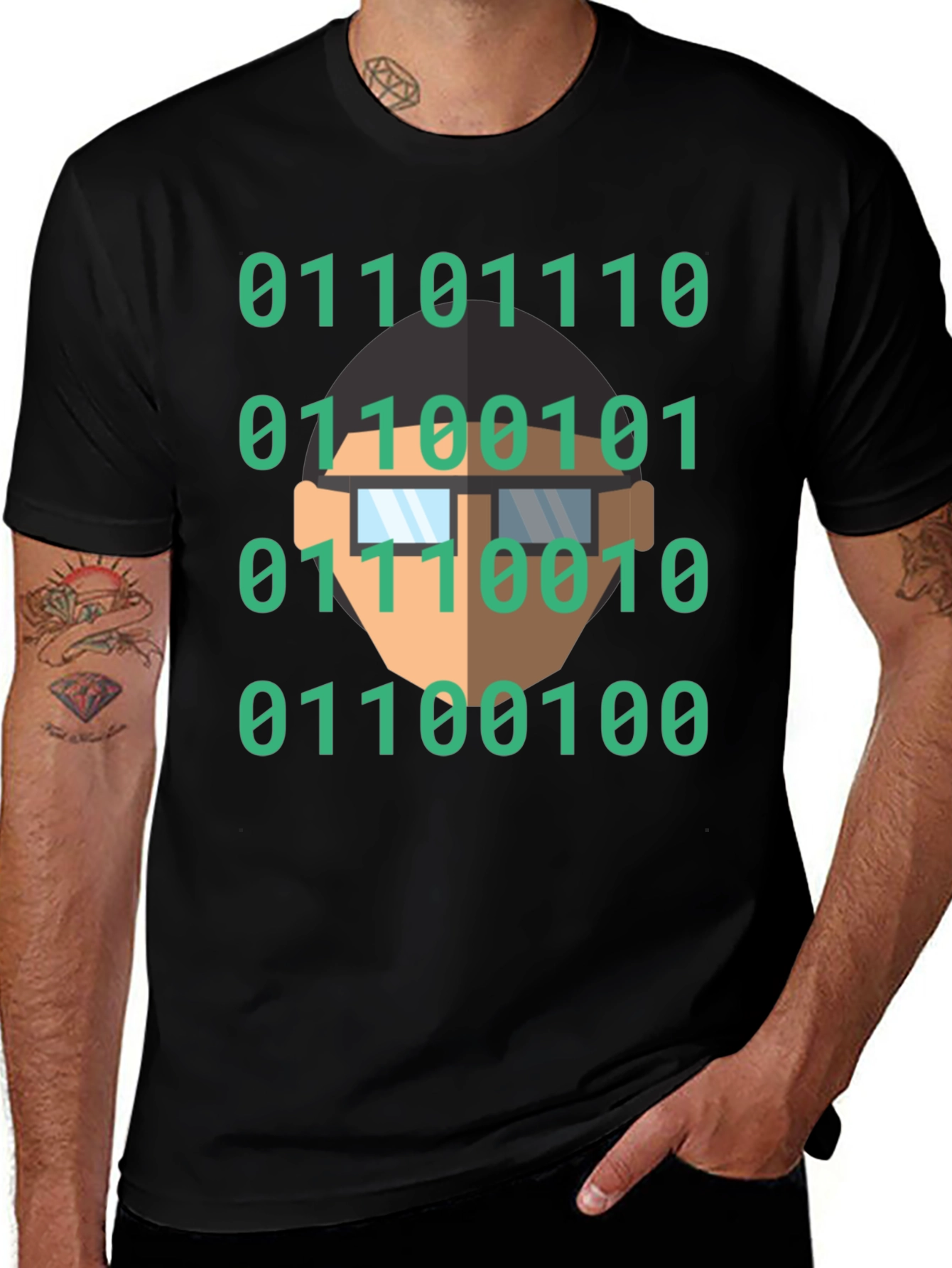 Binary Code Geek T-Shirt - Black Cotton Programmer Tee