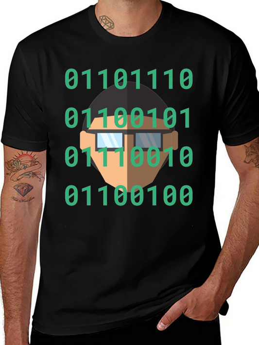 Binary Code Geek T-Shirt - Black Cotton Programmer Tee