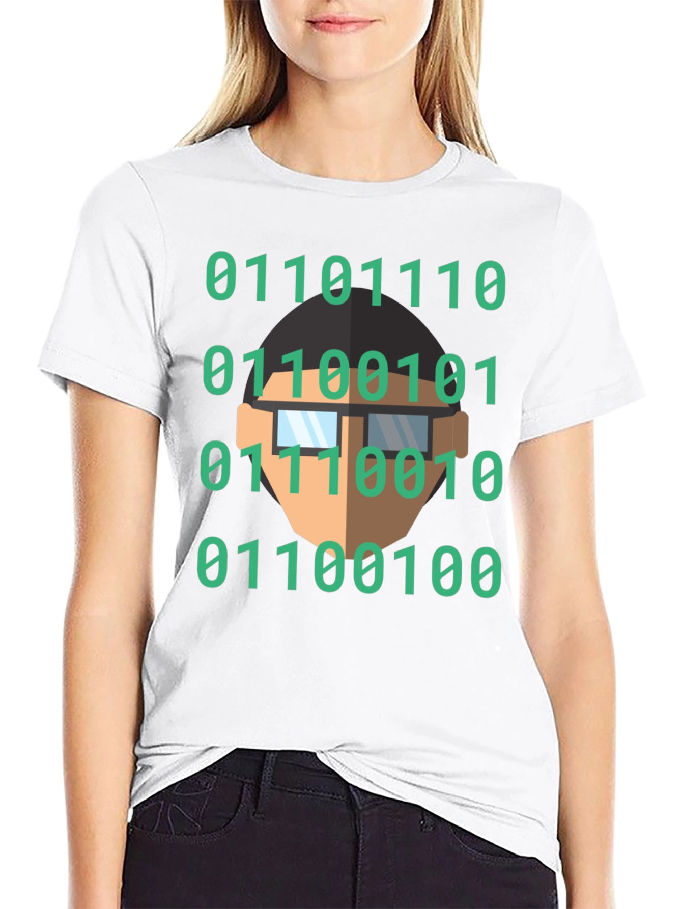 Binary Code Geek T-Shirt - Black Cotton Programmer Tee