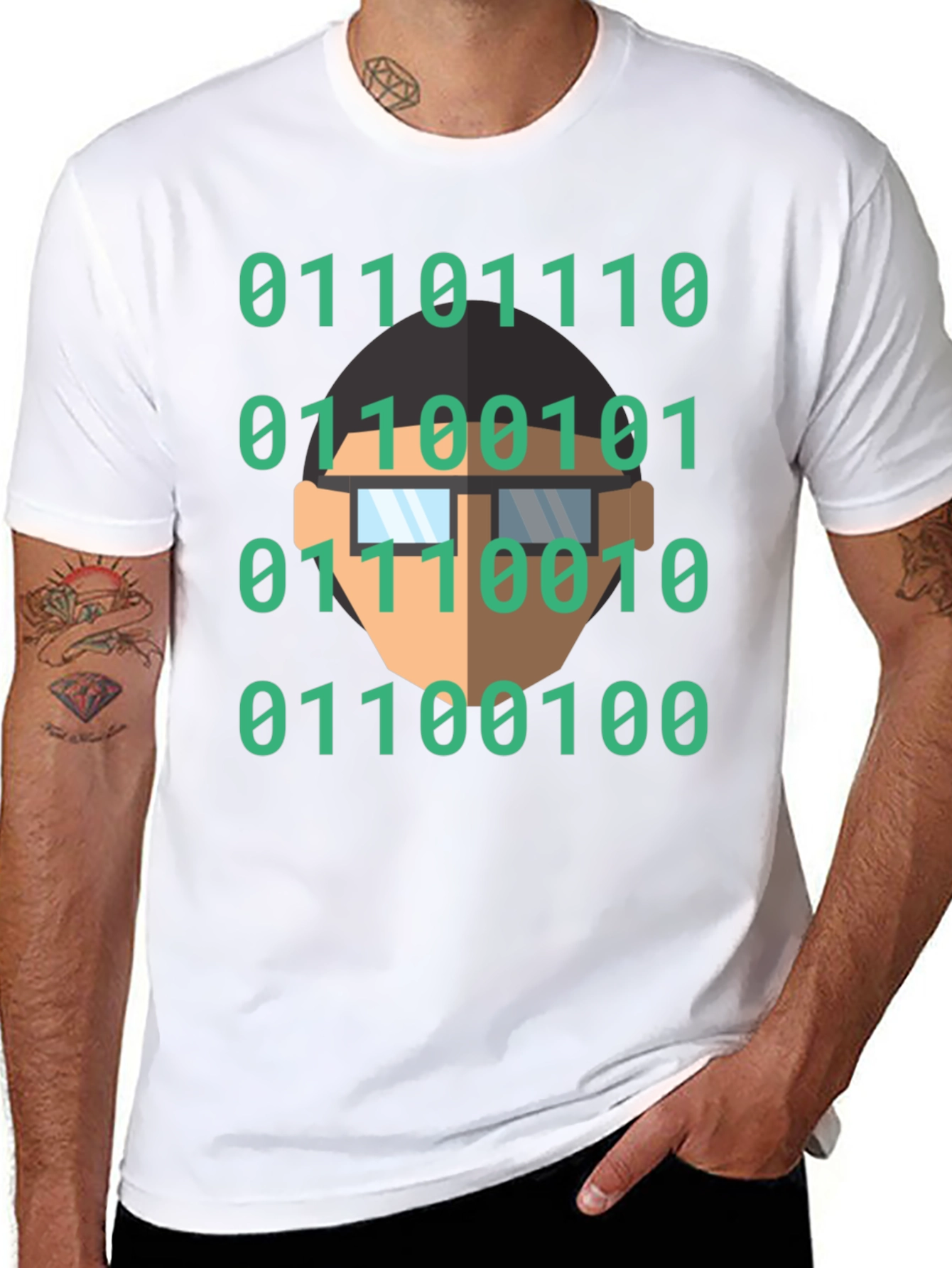 Binary Code Geek T-Shirt - Black Cotton Programmer Tee