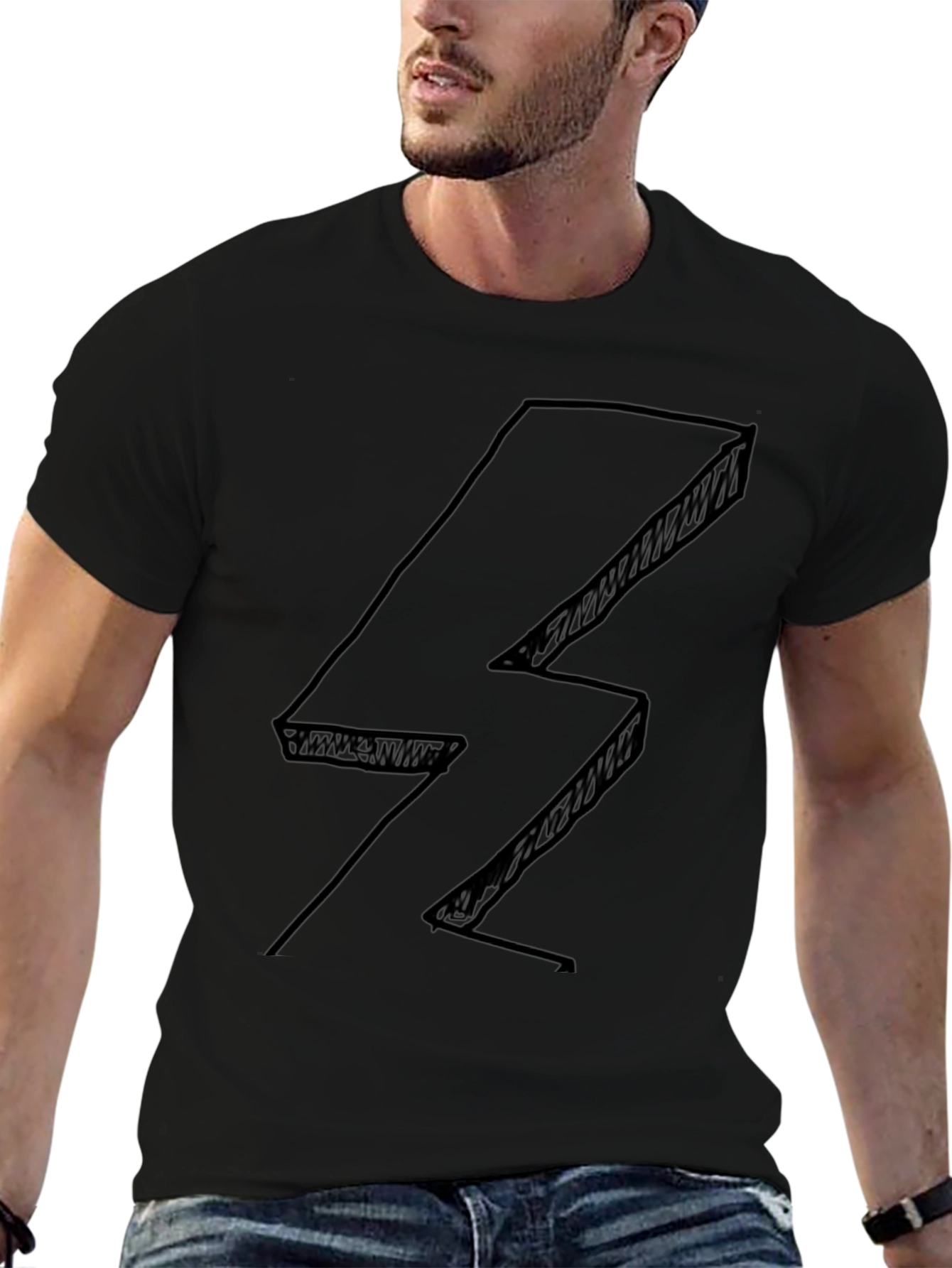 Abstract Lightning Bolt Black T-Shirt