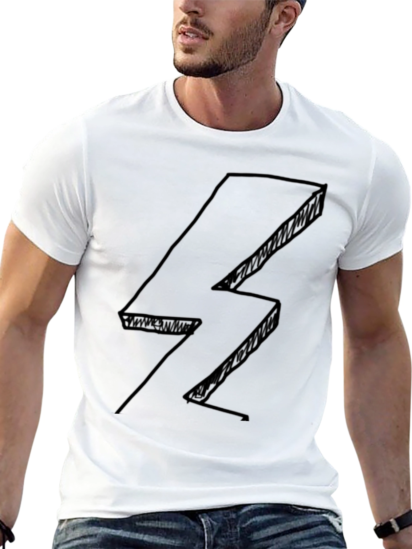 Abstract Lightning Bolt Black T-Shirt