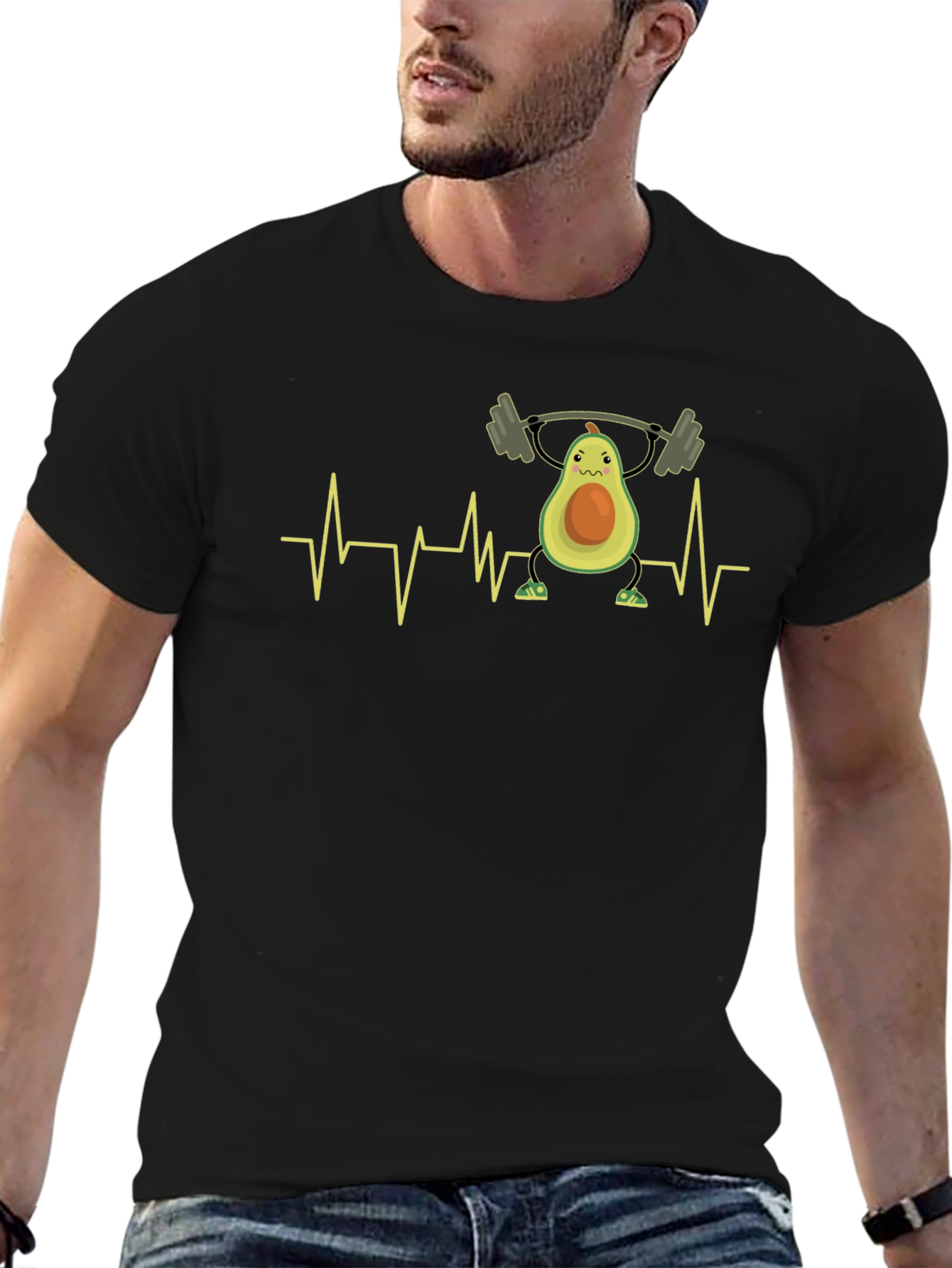 Avocado Gym Heartbeat T-Shirt - Black