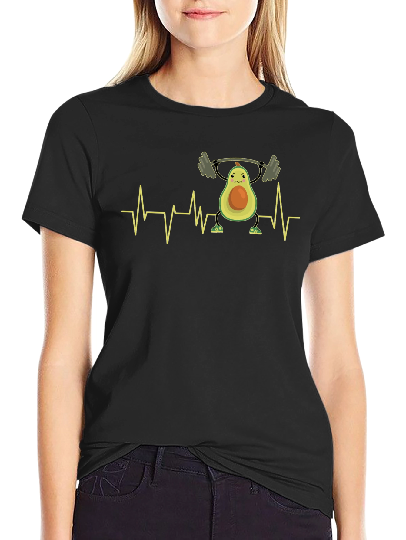Avocado Gym Heartbeat T-Shirt - Black