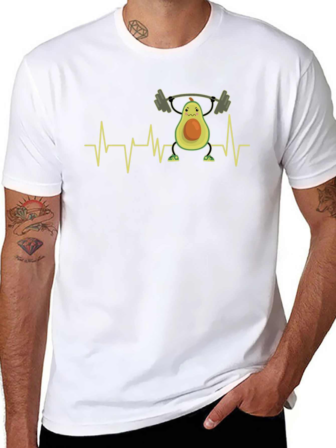 Avocado Gym Heartbeat T-Shirt - Black