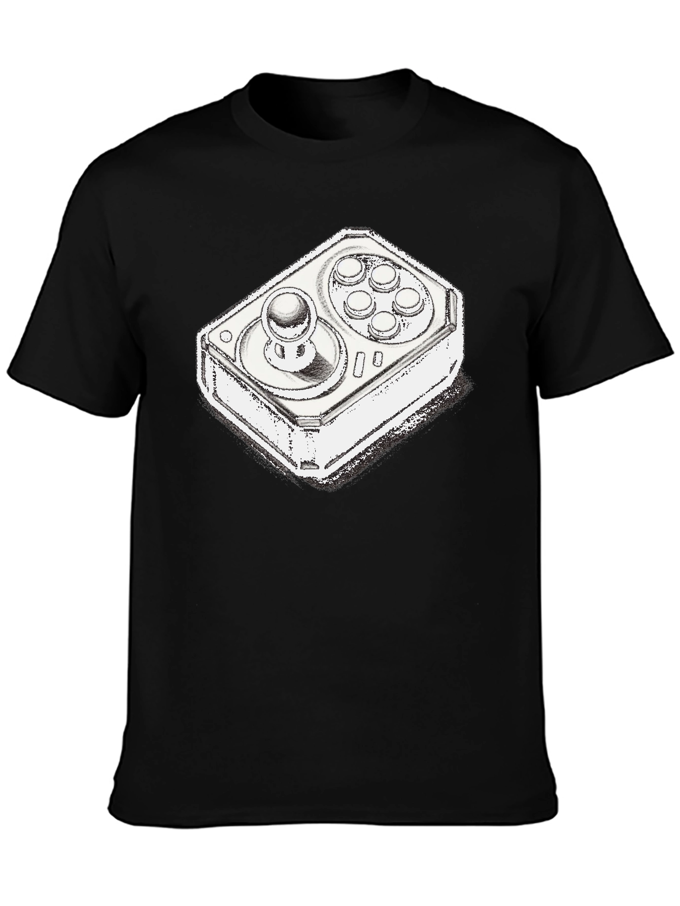 Arcade Controller Graphic Tee - Black Cotton Gaming Shirt