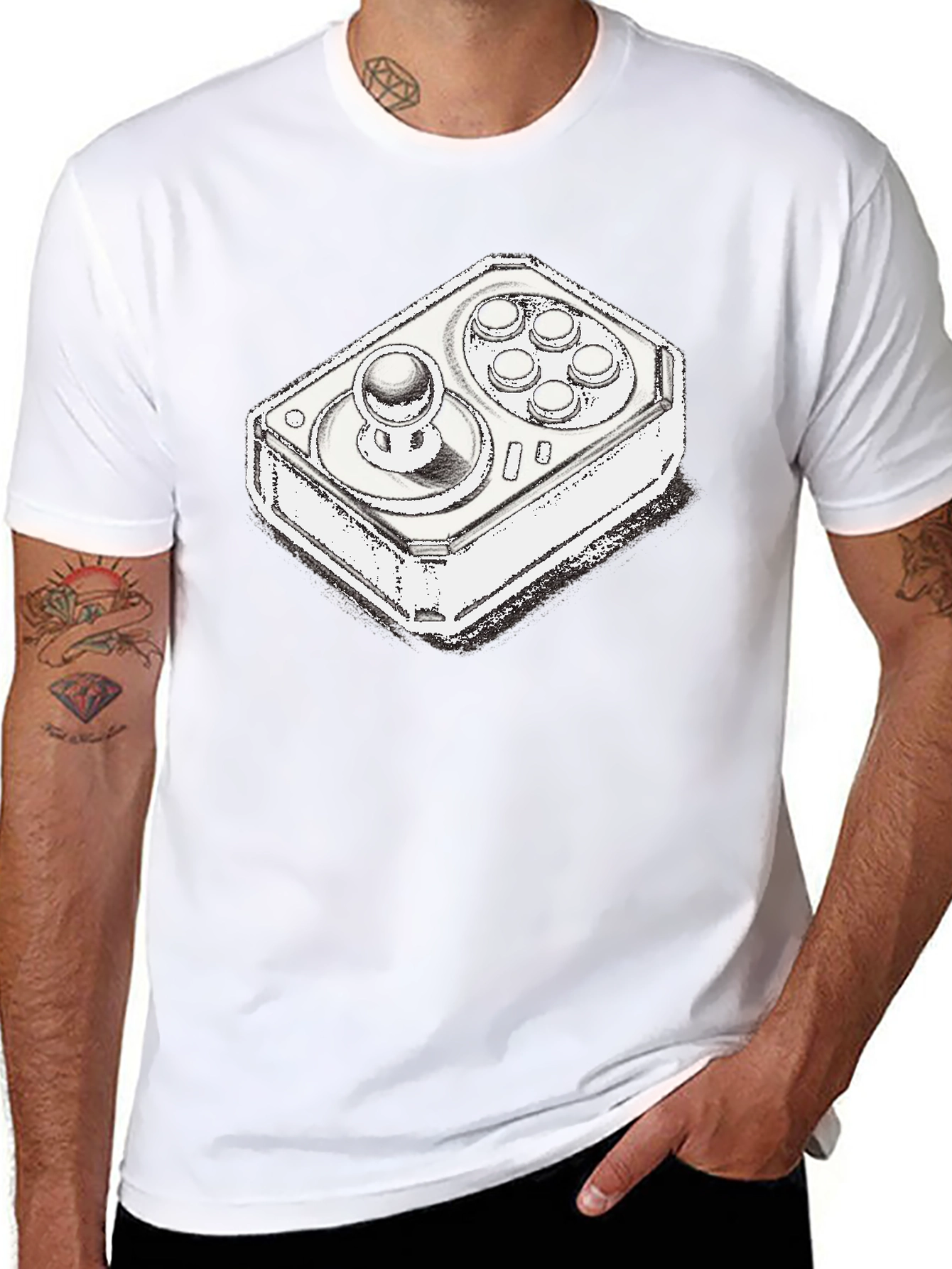 Arcade Controller Graphic Tee - Black Cotton Gaming Shirt