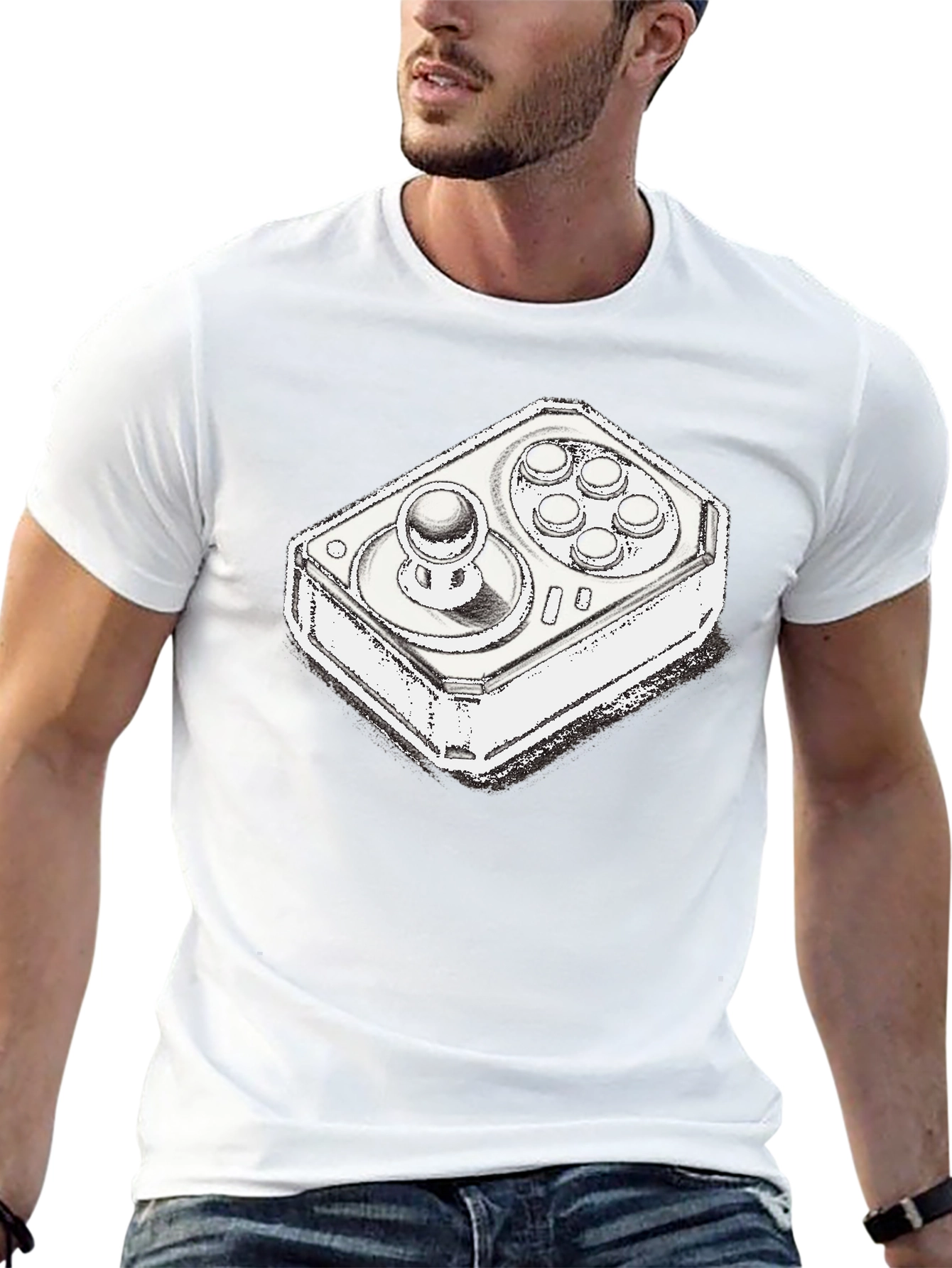 Arcade Controller Graphic Tee - Black Cotton Gaming Shirt