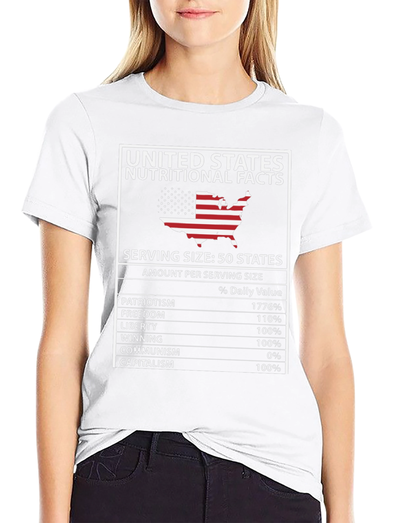 United States Nutritional Facts Patriotic T-Shirt