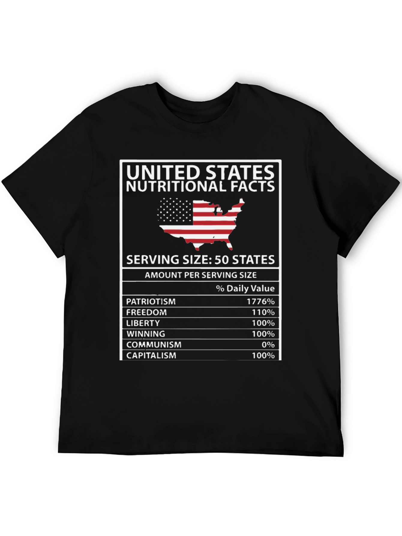 United States Nutritional Facts Patriotic T-Shirt