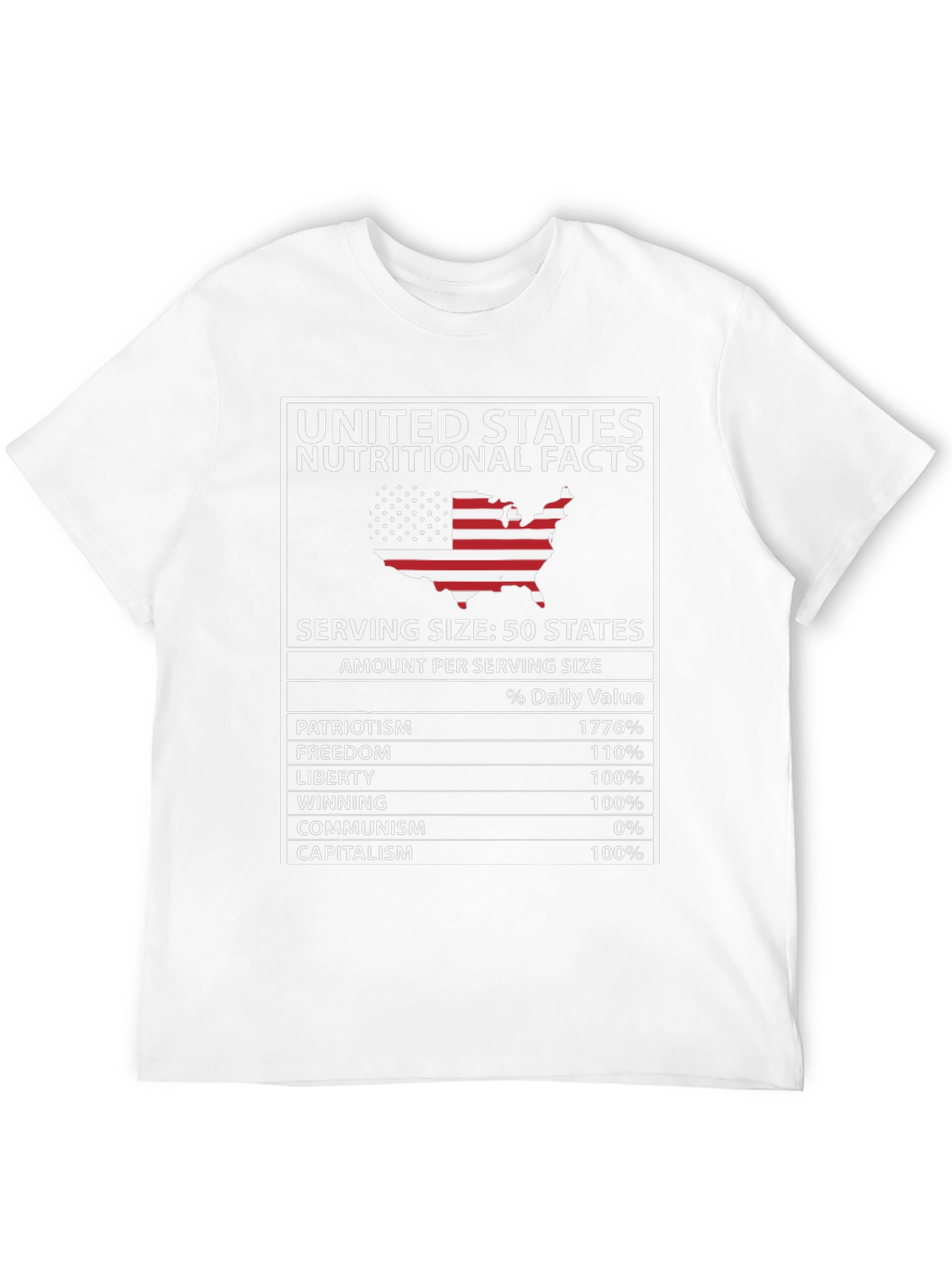 United States Nutritional Facts Patriotic T-Shirt