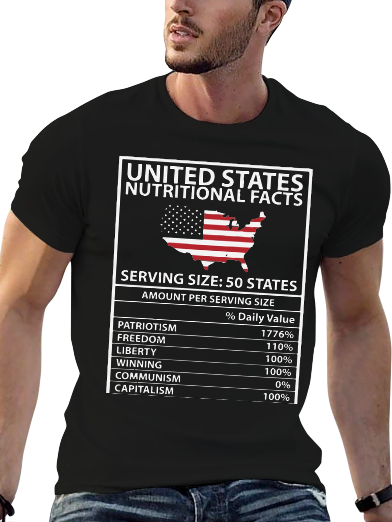 United States Nutritional Facts Patriotic T-Shirt