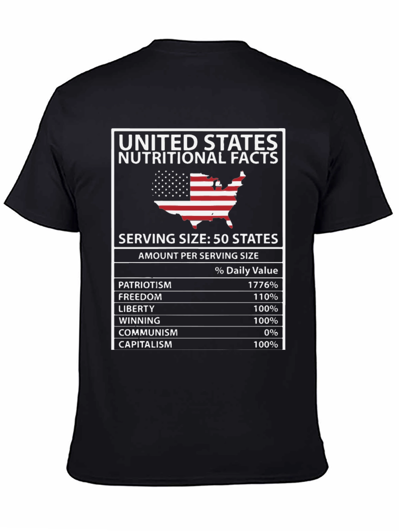 United States Nutritional Facts Patriotic T-Shirt