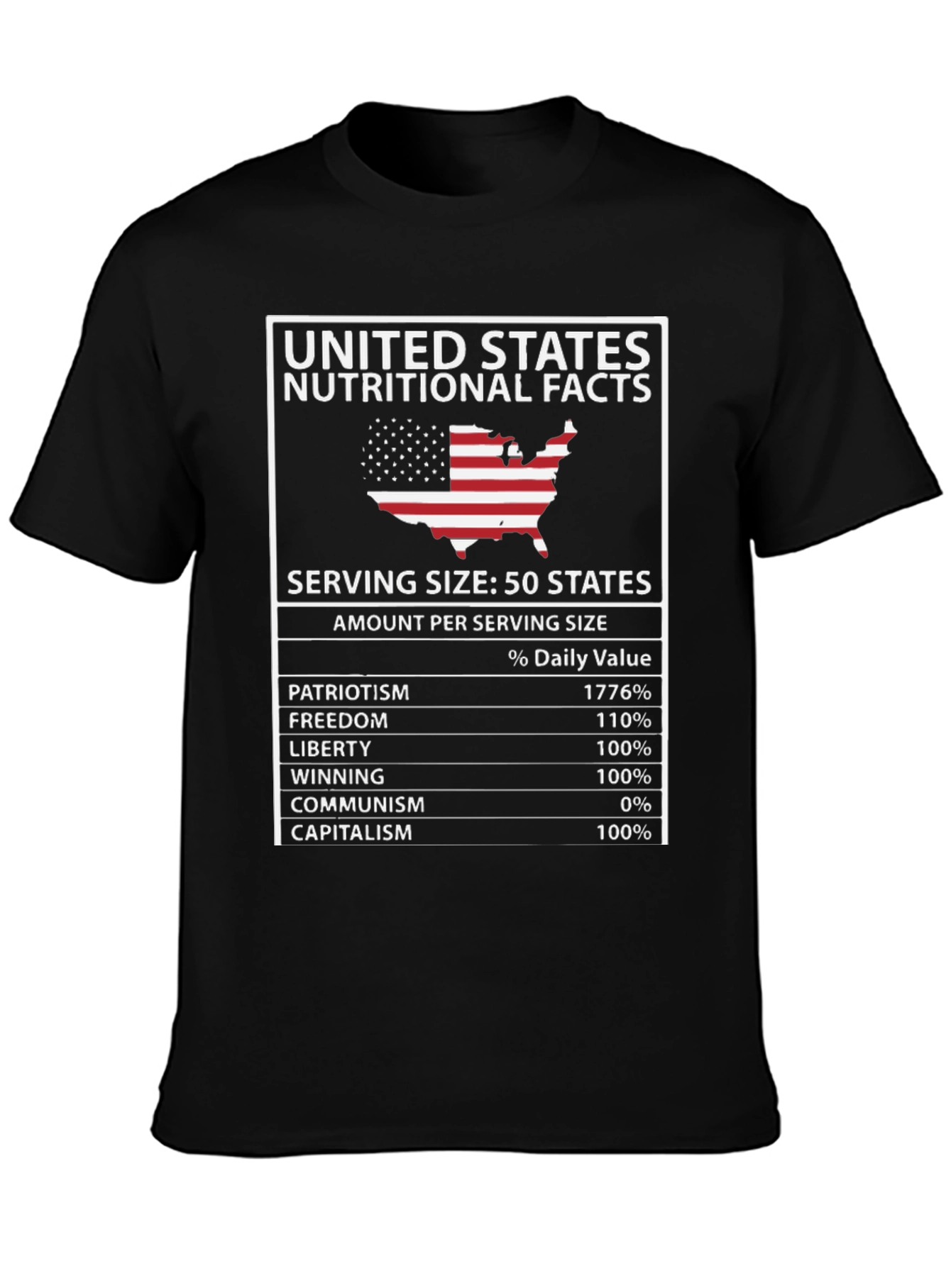 United States Nutritional Facts Patriotic T-Shirt