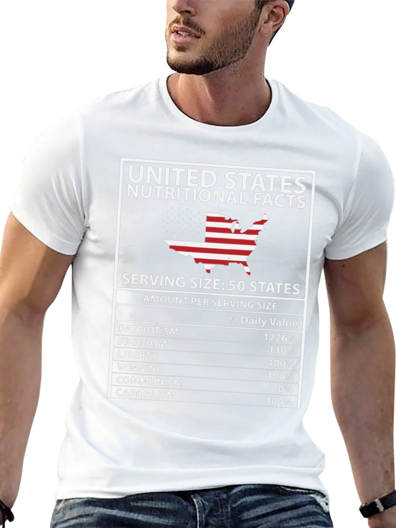 United States Nutritional Facts Patriotic T-Shirt