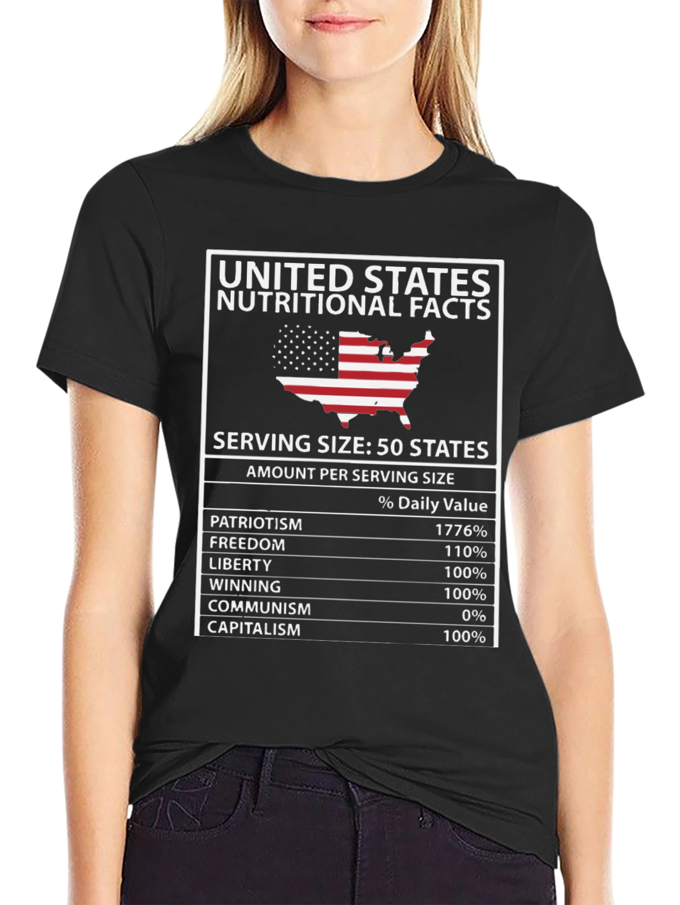 United States Nutritional Facts Patriotic T-Shirt