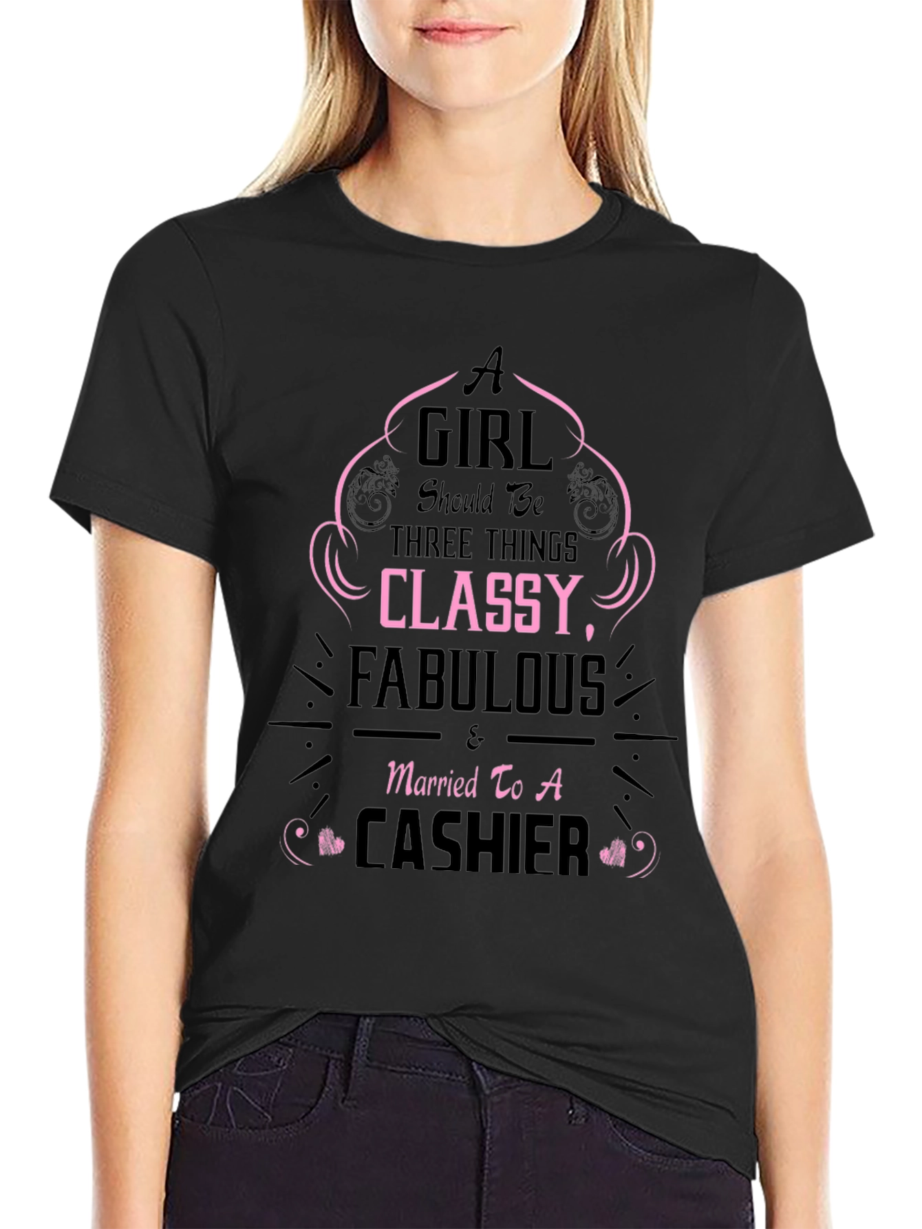 Classy Cashier Tee - Black Graphic T-Shirt