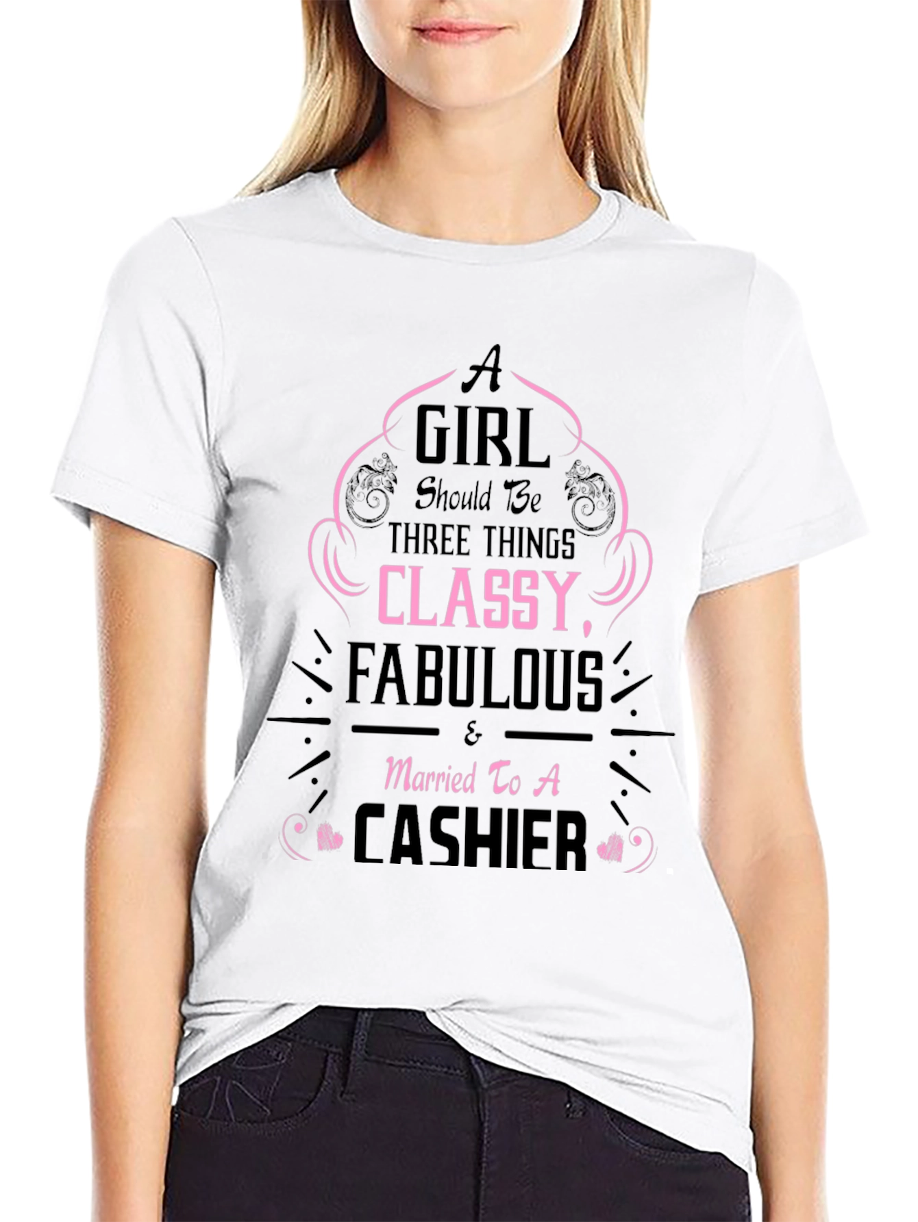 Classy Cashier Tee - Black Graphic T-Shirt