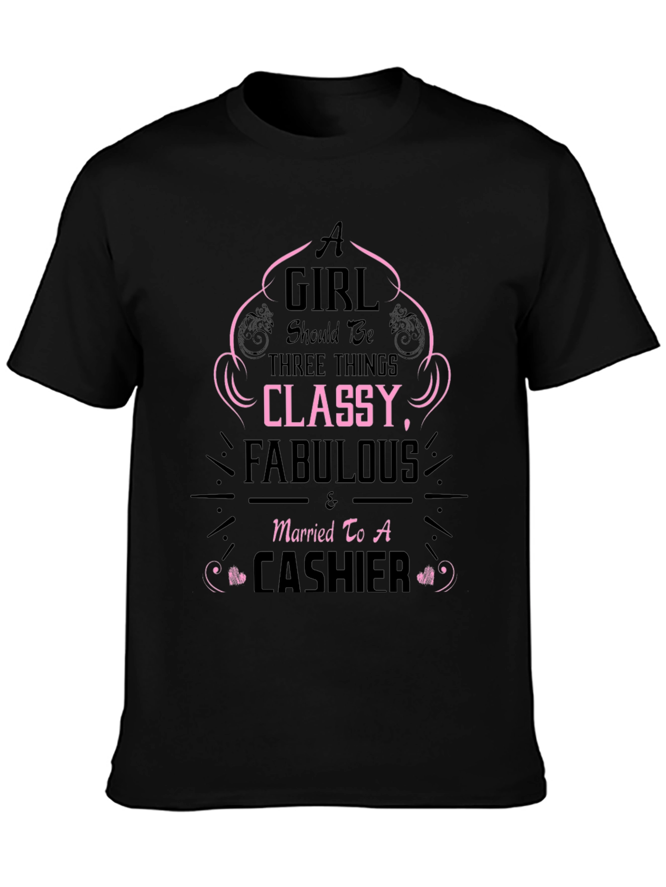 Classy Cashier Tee - Black Graphic T-Shirt