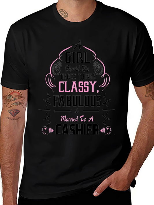 Classy Cashier Tee - Black Graphic T-Shirt