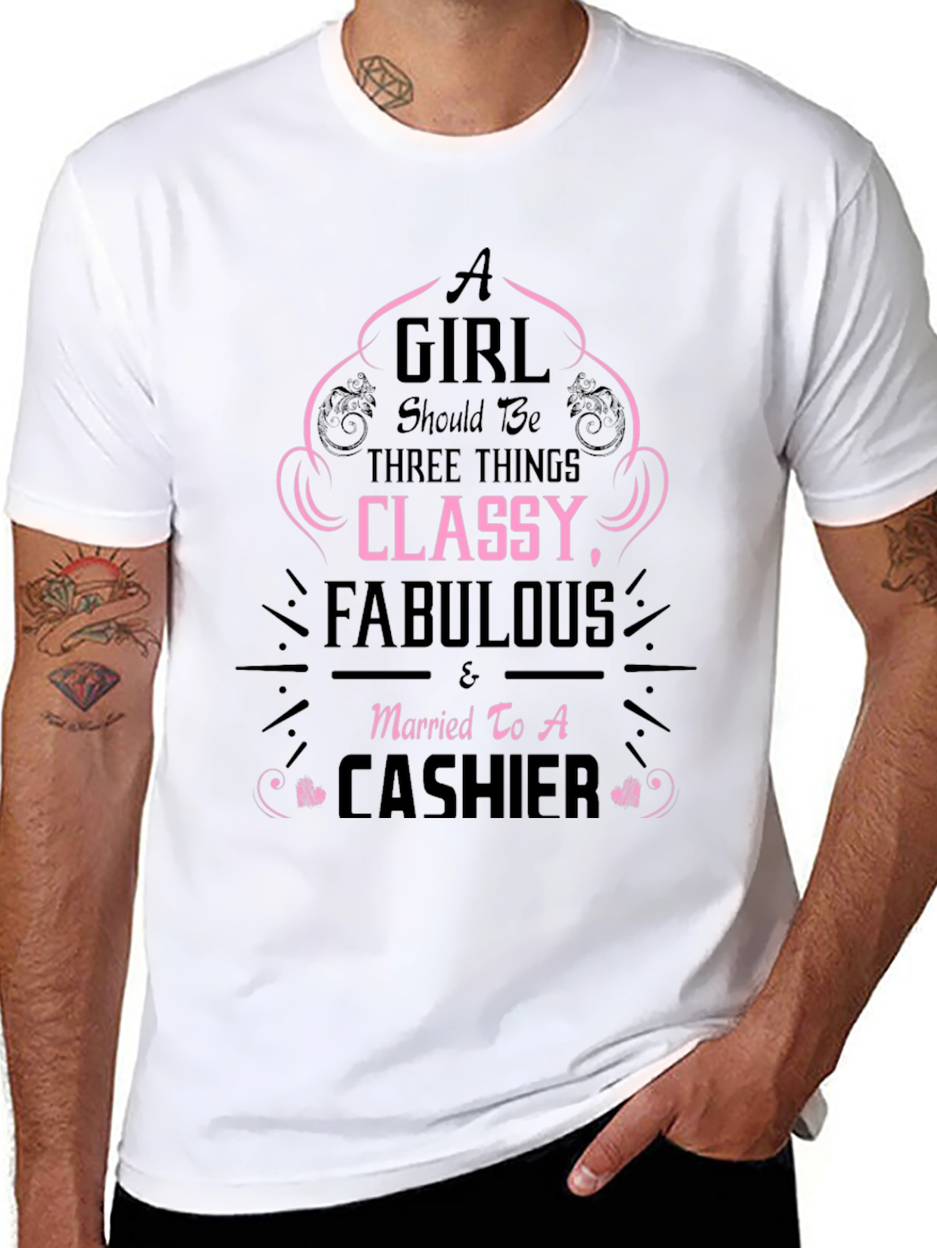 Classy Cashier Tee - Black Graphic T-Shirt