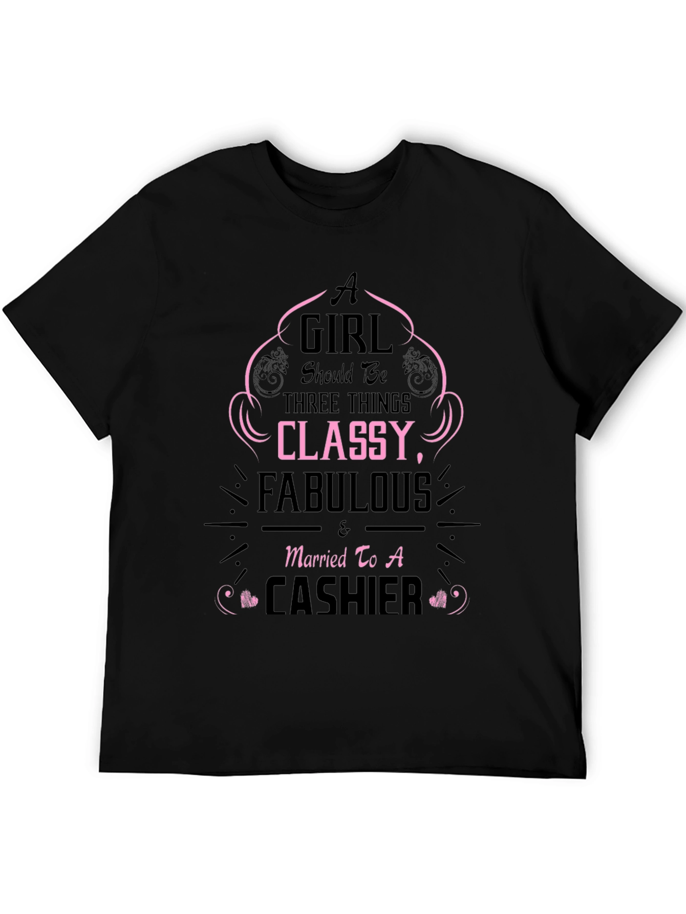 Classy Cashier Tee - Black Graphic T-Shirt