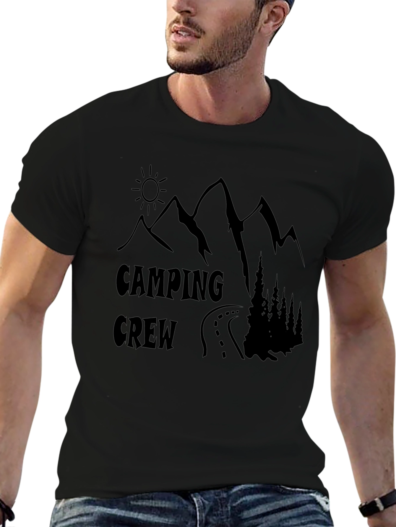 Camping Crew Black Graphic Tee