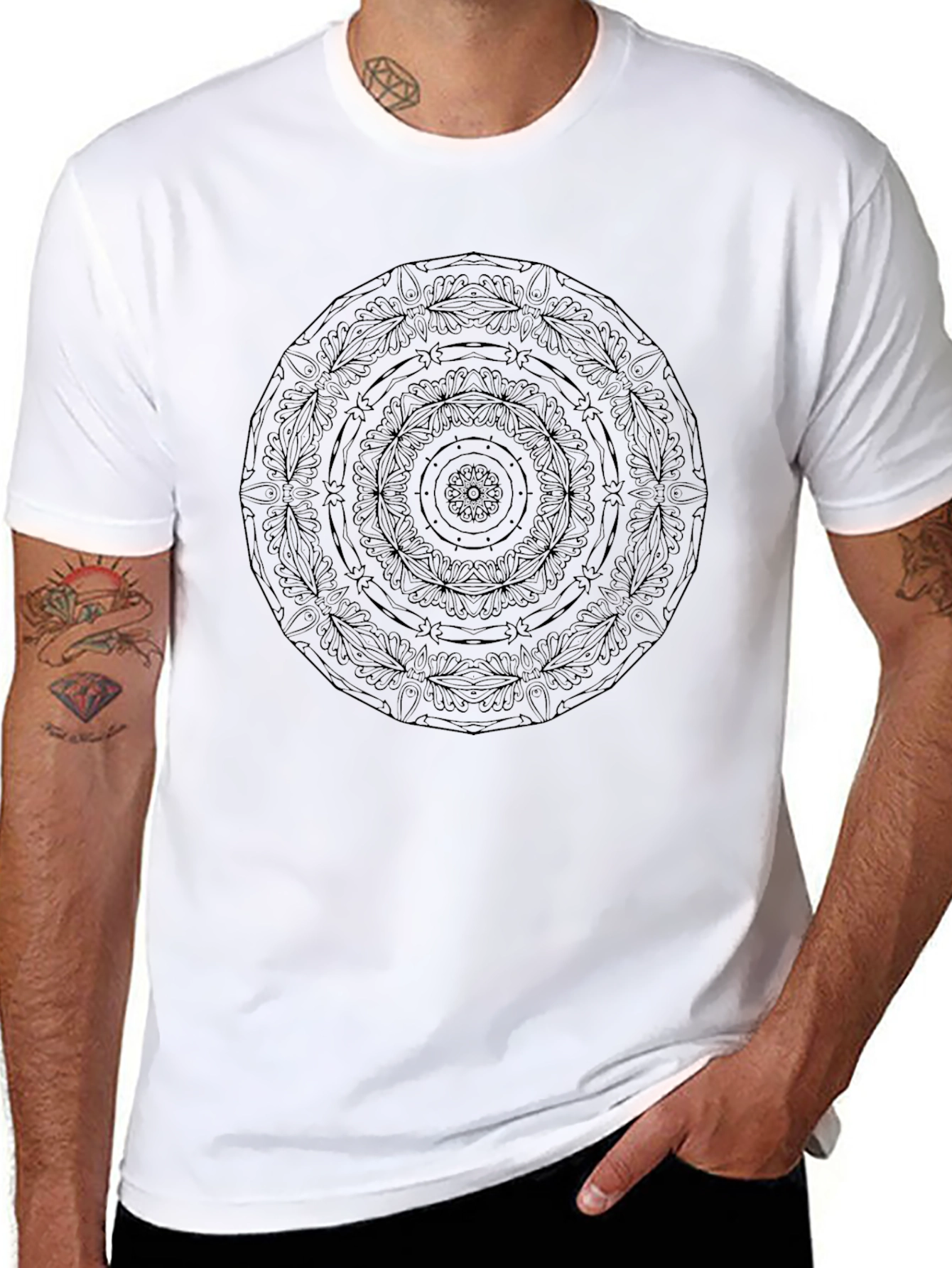 Black Mandala Graphic Tee - Stylish & Comfortable