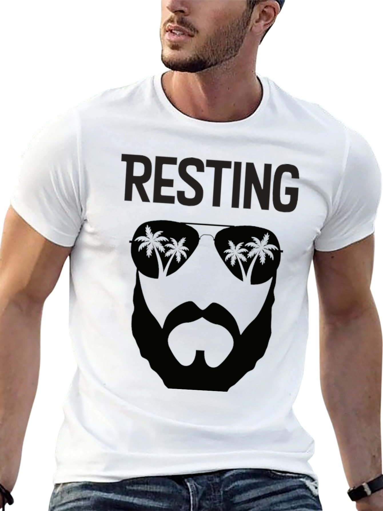 Resting Beach Face Black T-Shirt
