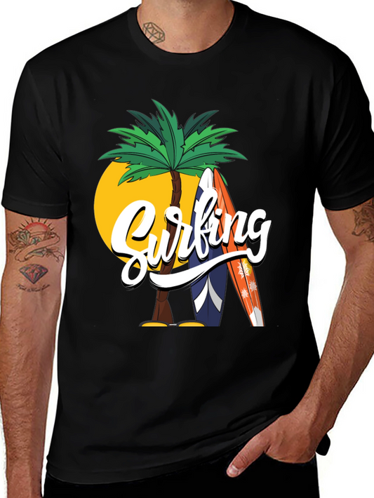 Surfing Palm Tree Graphic Tee
