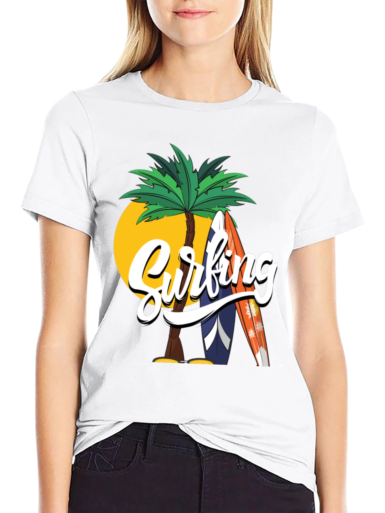 Surfing Palm Tree Graphic Tee