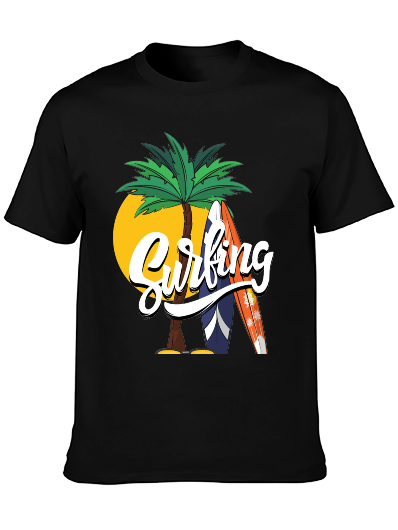 Surfing Palm Tree Graphic Tee