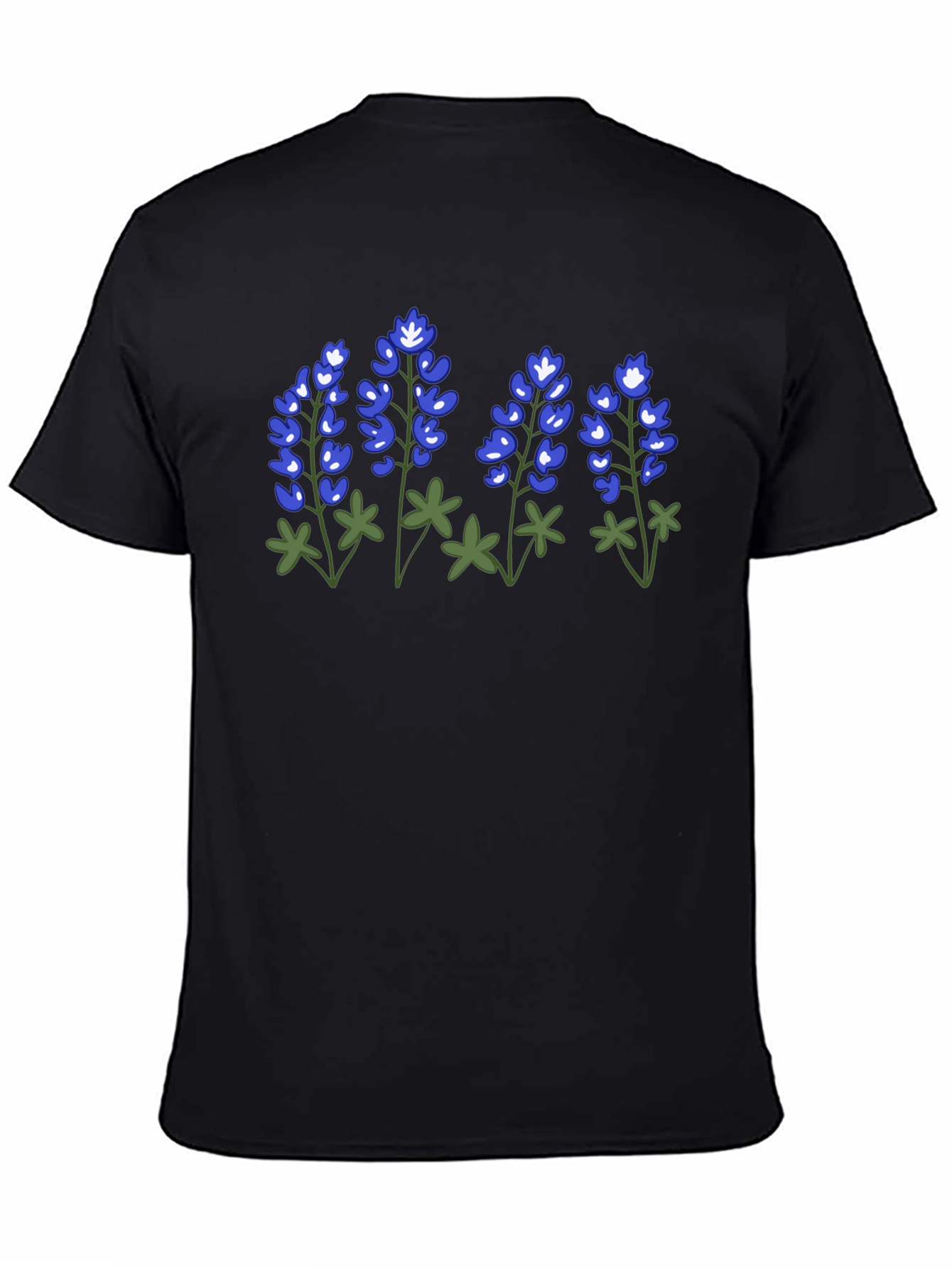Bluebonnet Flower Graphic Black T-Shirt