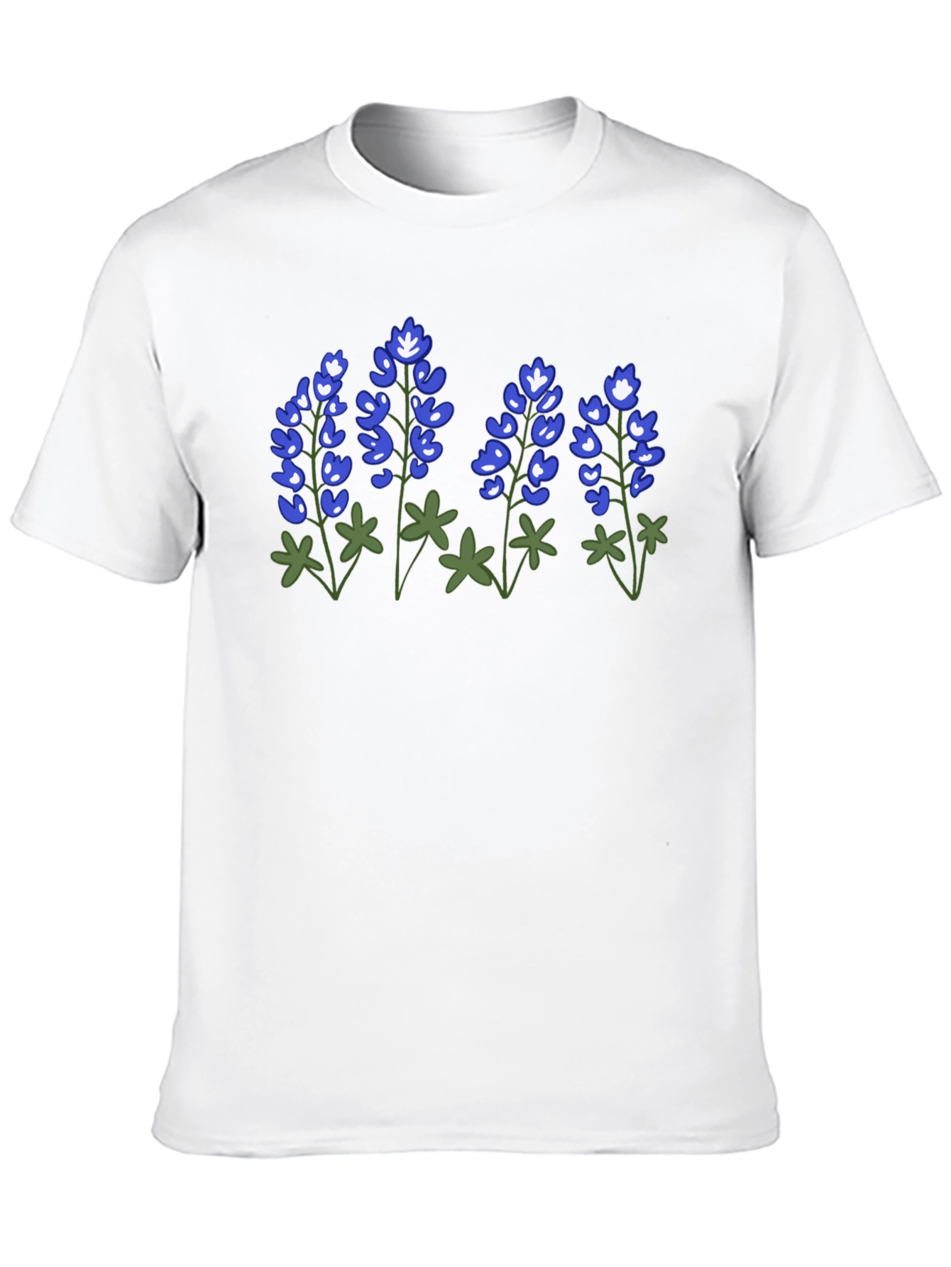 Bluebonnet Flower Graphic Black T-Shirt