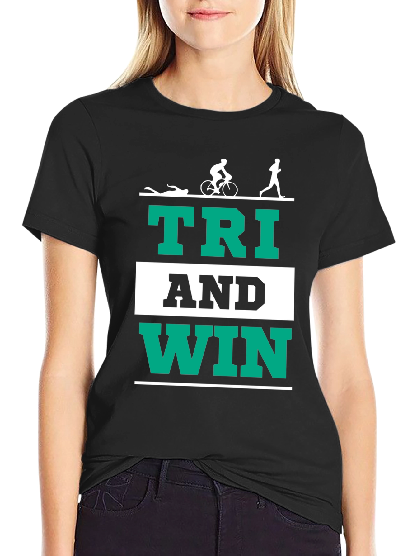 Triathlon T-Shirt - Tri And Win - Black