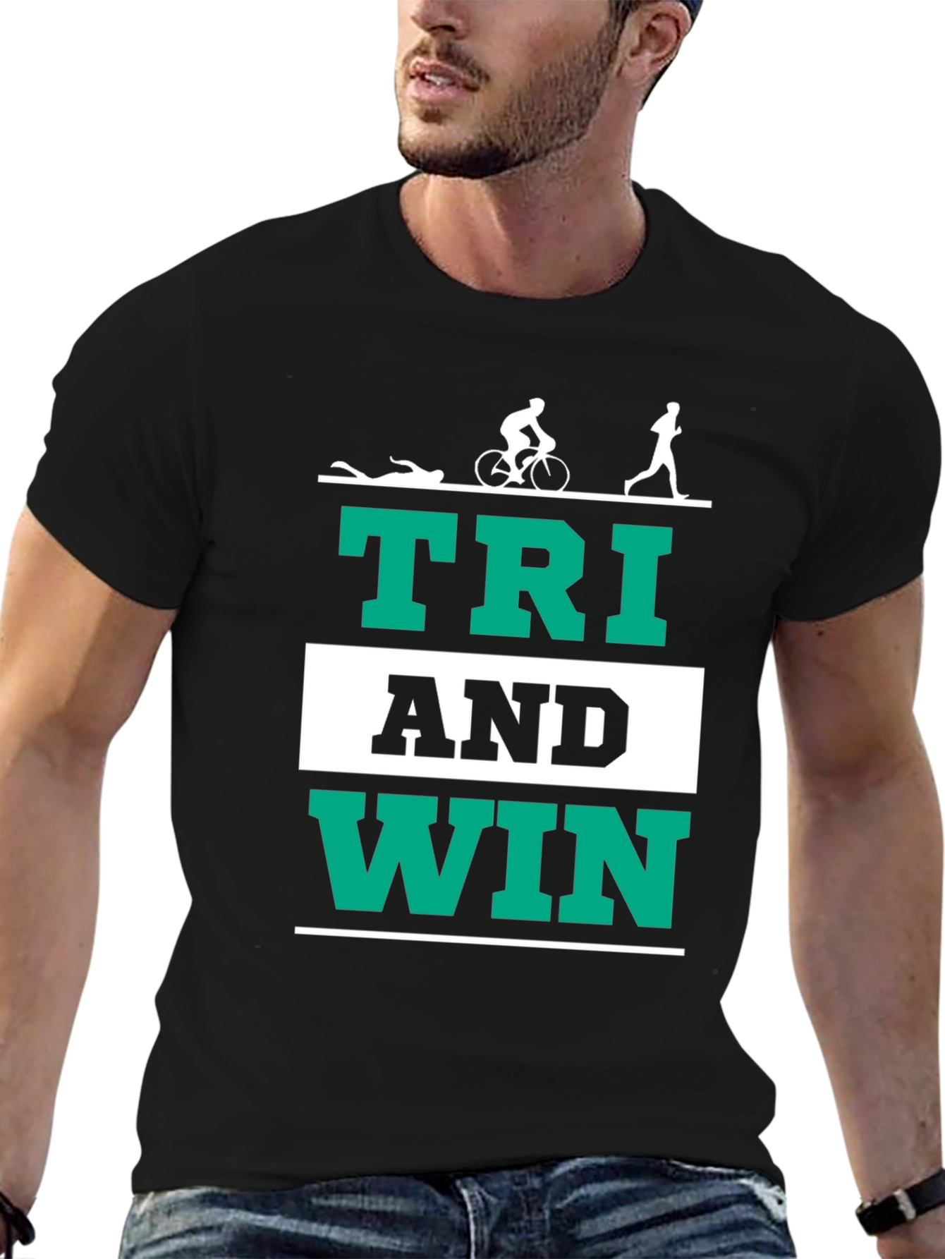 Triathlon T-Shirt - Tri And Win - Black