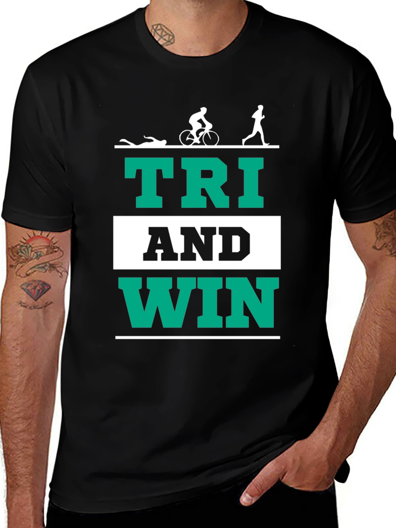 Triathlon T-Shirt - Tri And Win - Black