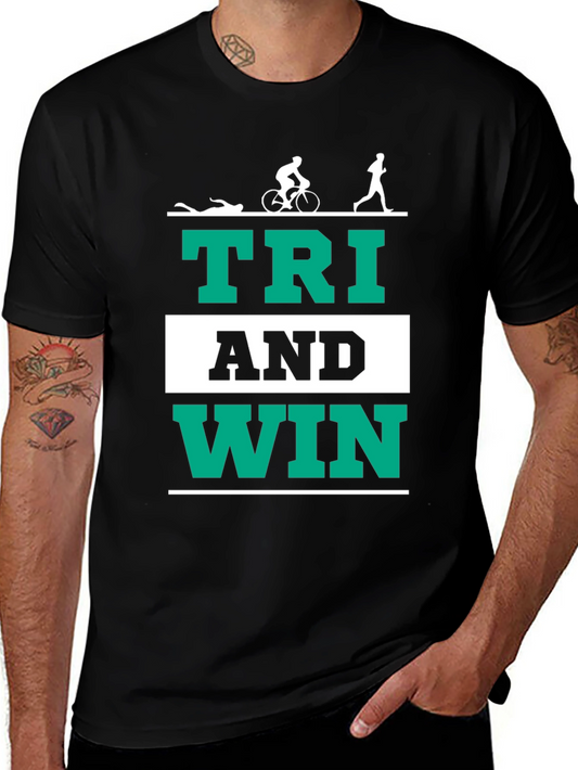 Triathlon T-Shirt - Tri And Win - Black