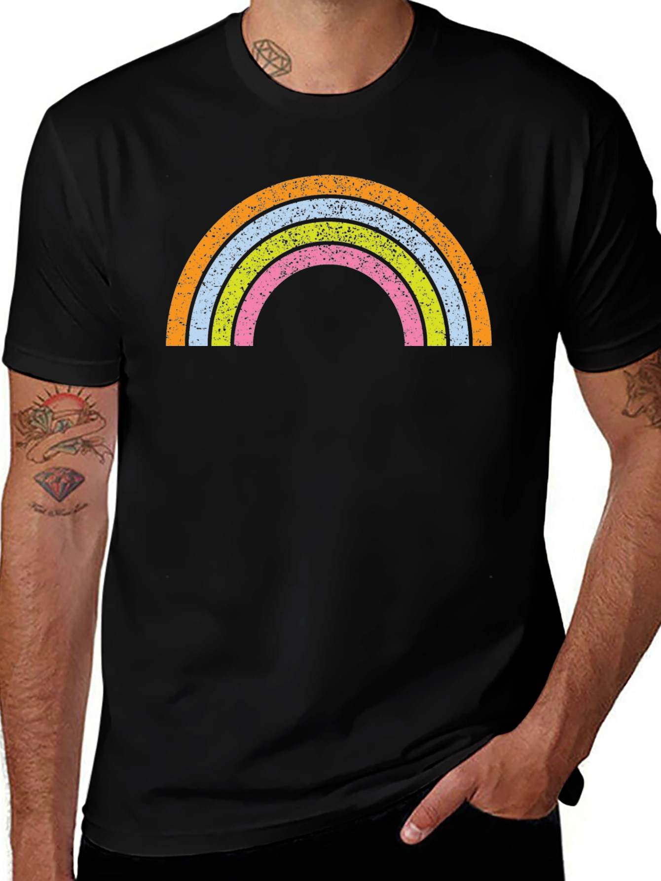 Retro Rainbow Graphic Tee - Soft Cotton Blend