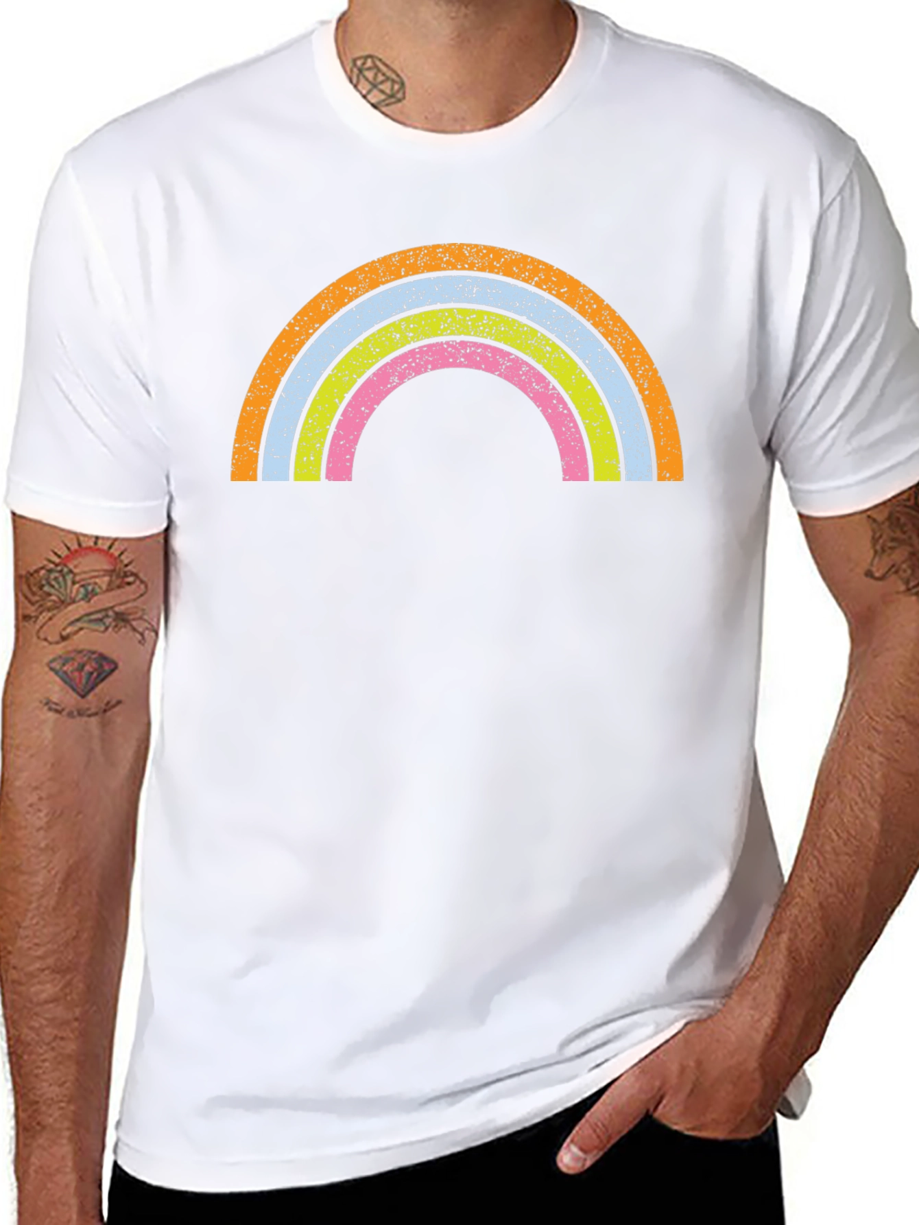 Retro Rainbow Graphic Tee - Soft Cotton Blend