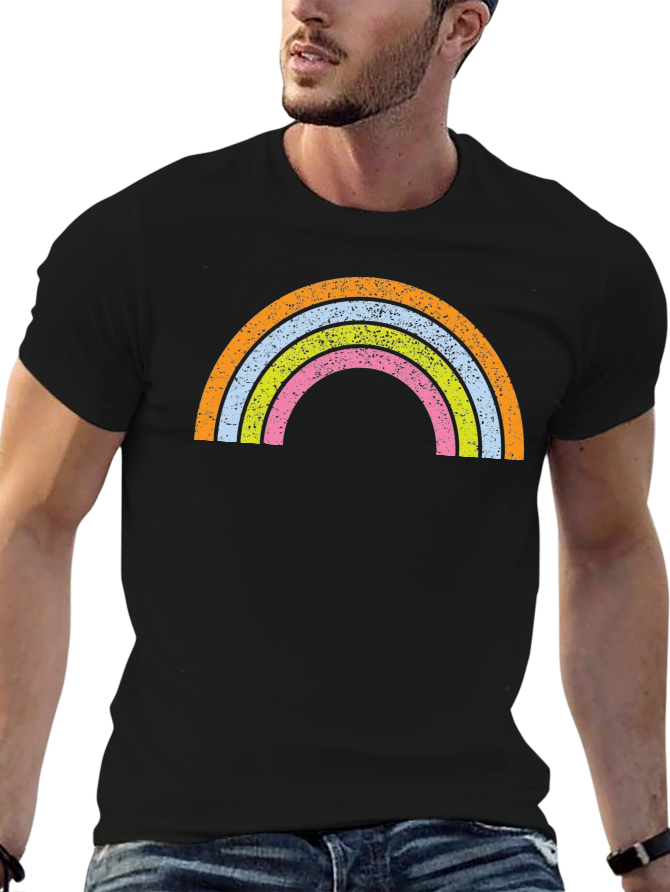 Retro Rainbow Graphic Tee - Soft Cotton Blend