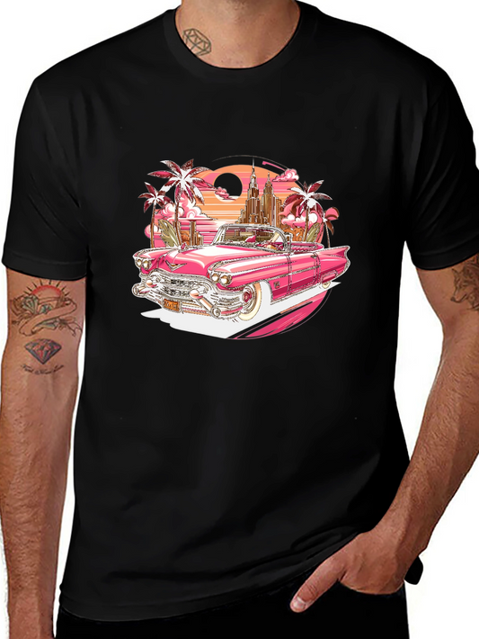 Retro Ride T-Shirt - Vintage Car & Sunset Design