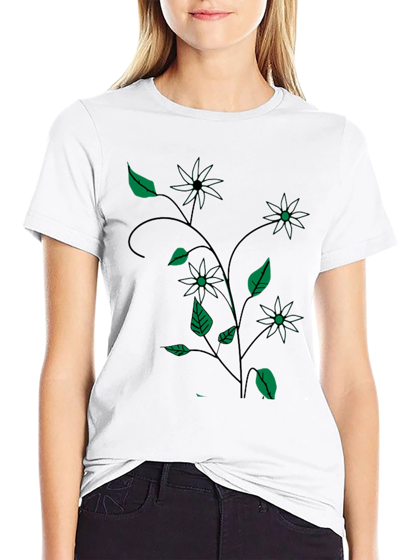 Black Floral Vine T-Shirt