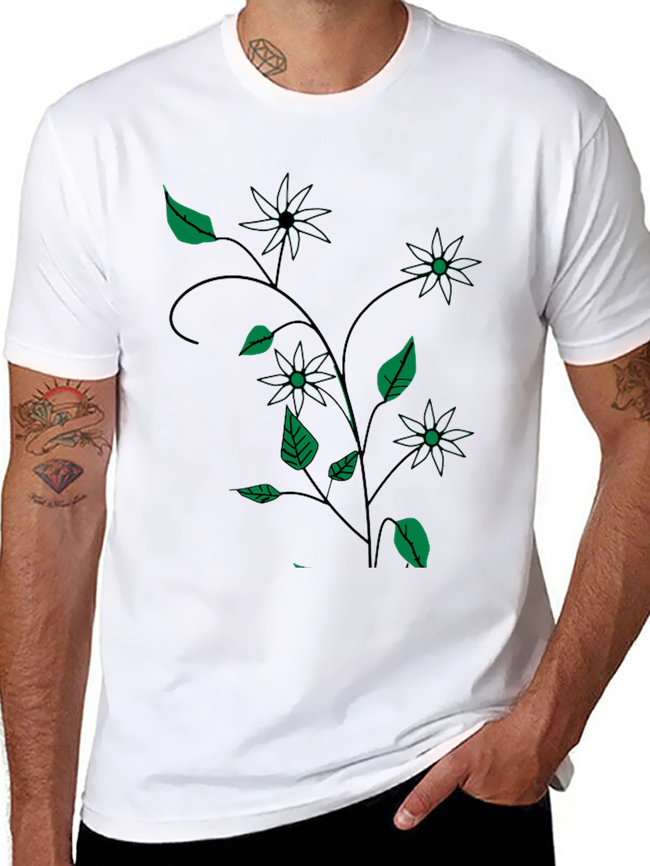 Black Floral Vine T-Shirt