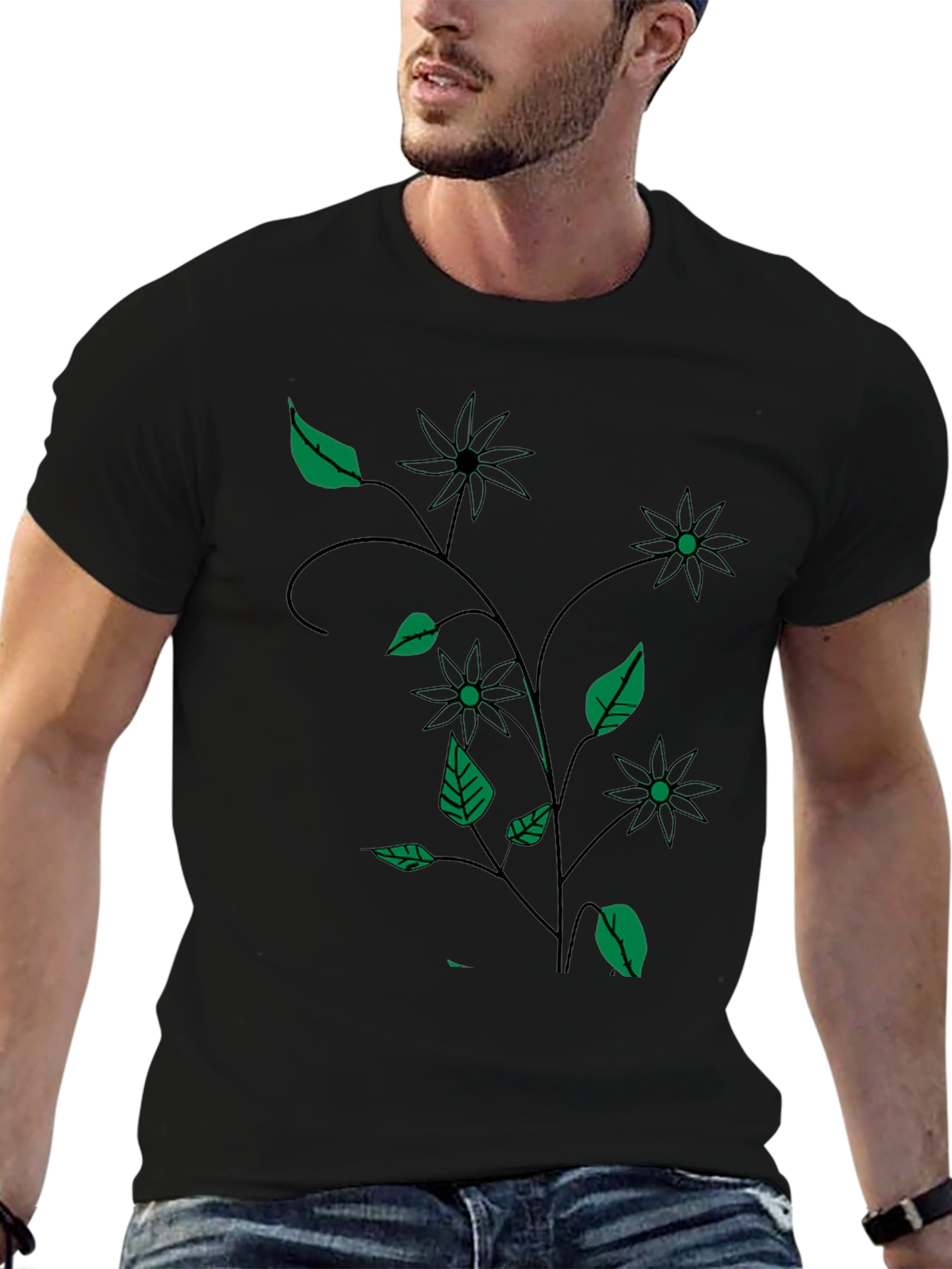 Black Floral Vine T-Shirt