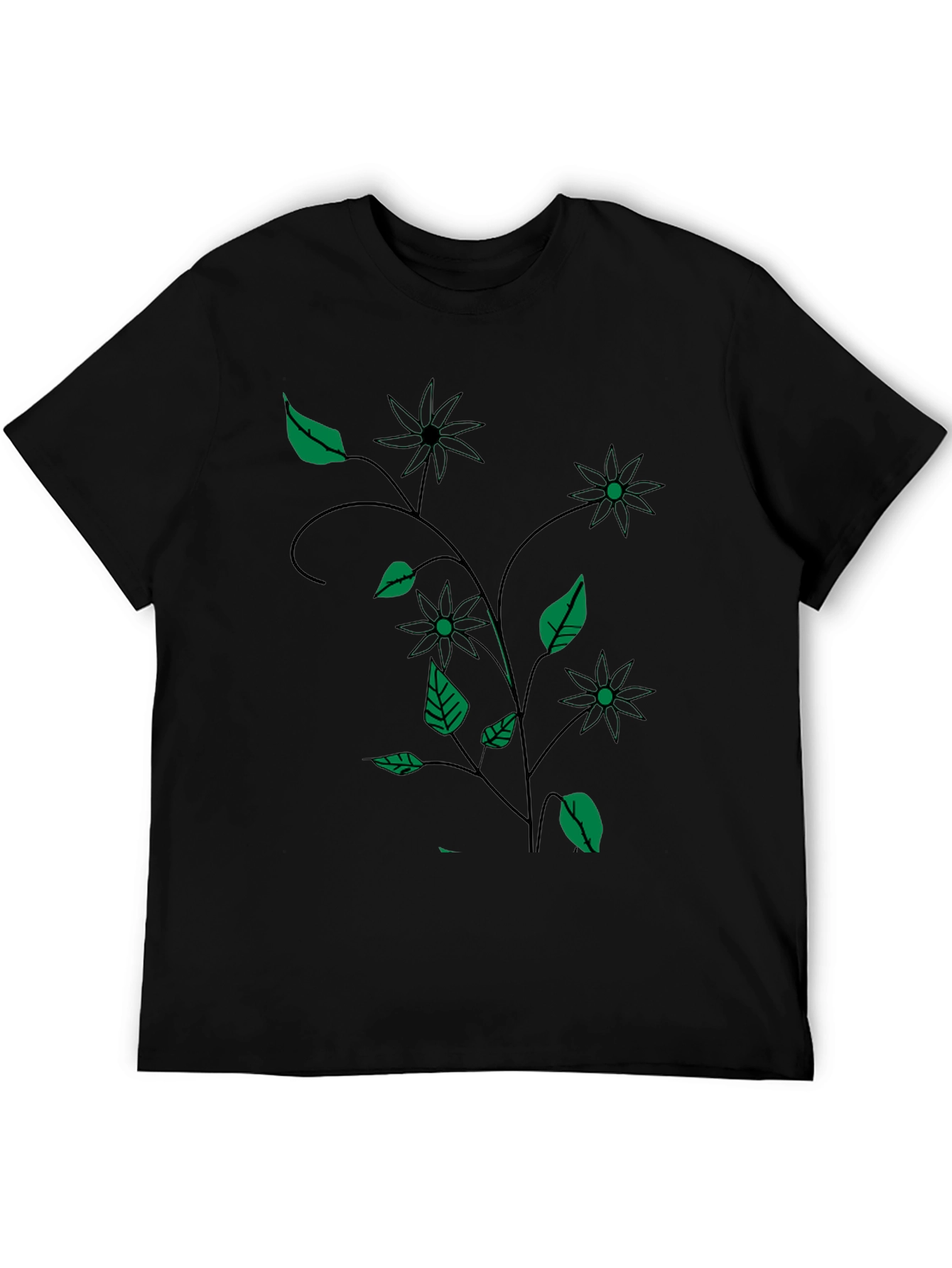 Black Floral Vine T-Shirt