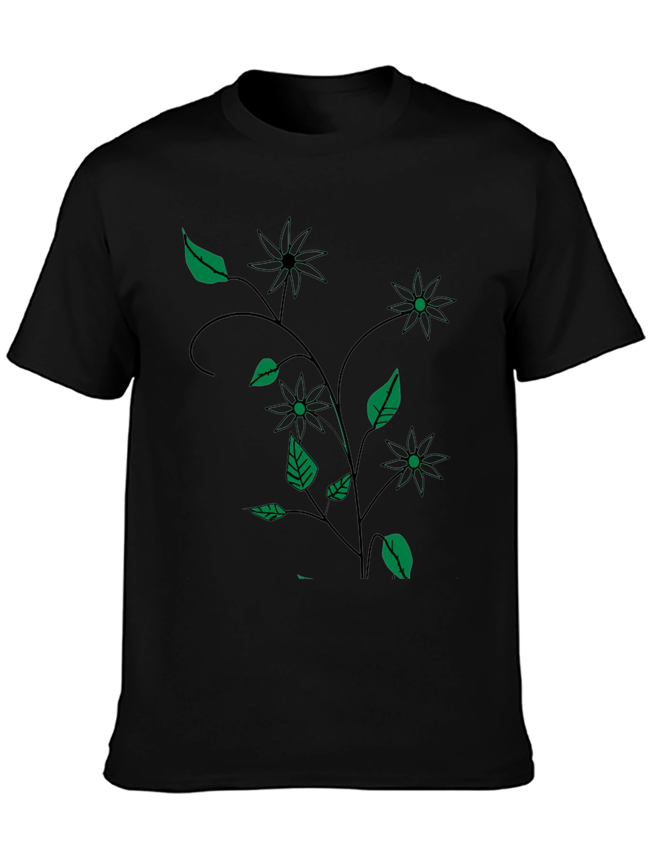 Black Floral Vine T-Shirt